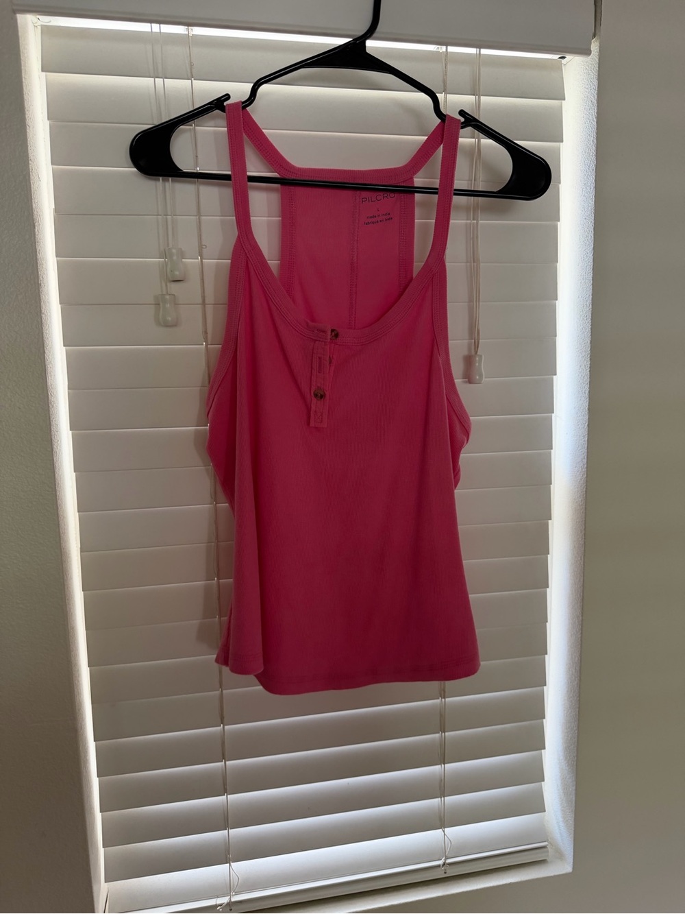 Pilcro Pink Ribbed Henley Tank